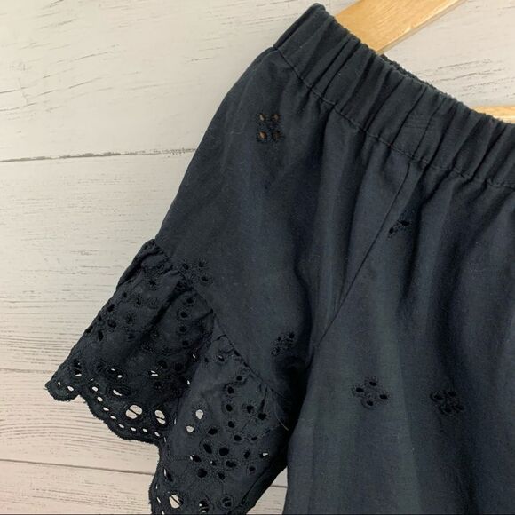 Madewell Off the Shoulder Eyelet Lace Top Black XXS - Picture 7 of 11